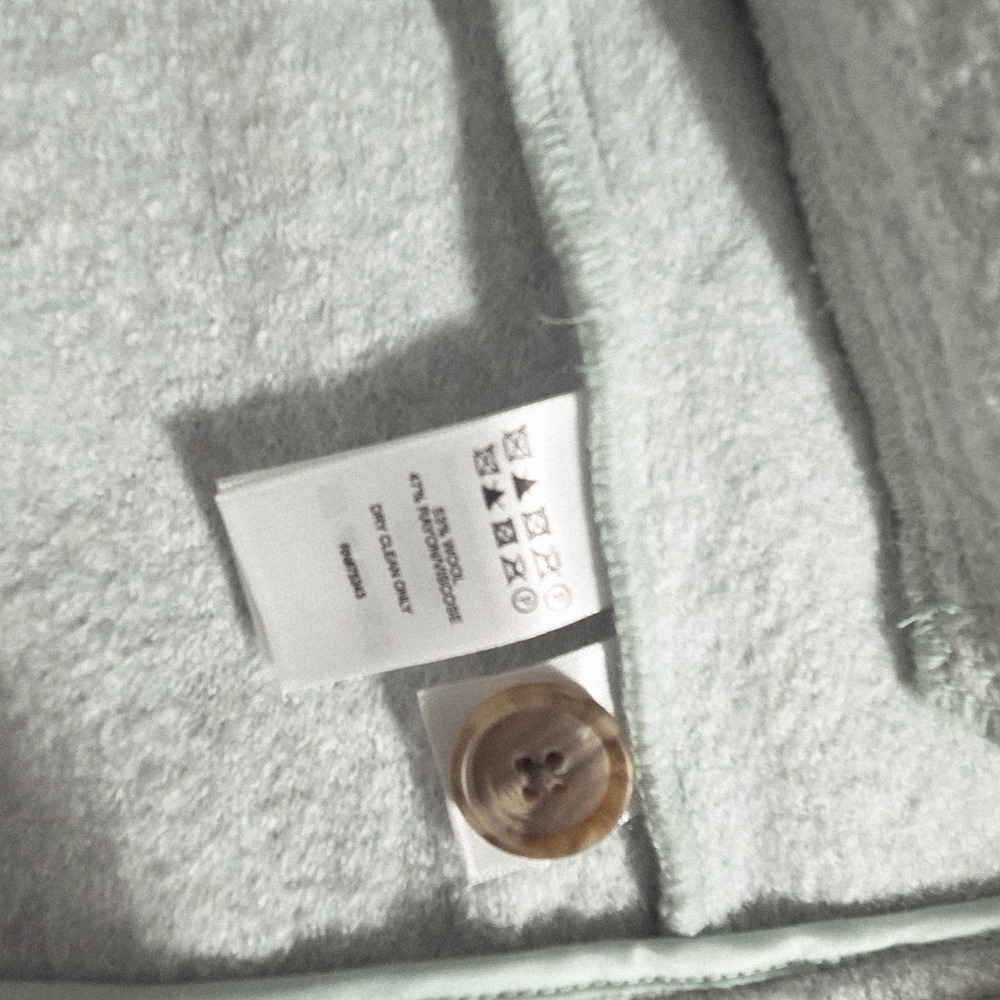 Joie Jacket Women L Mint Green Blue Wool Blend Button Front Boxy Cropped Shacket - Picture 4 of 9